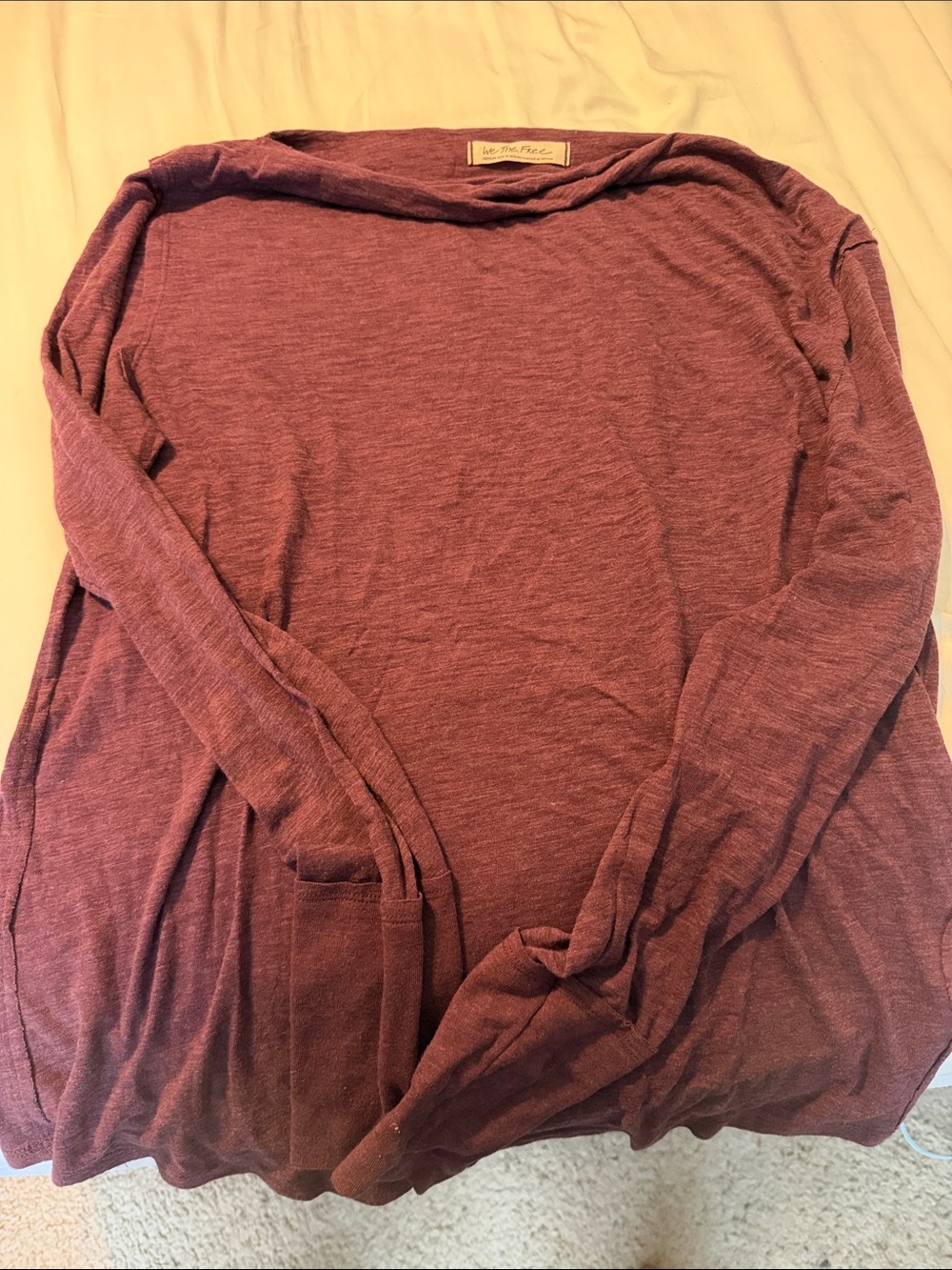 Free People Heathered Burgundy Long Sleeve Top